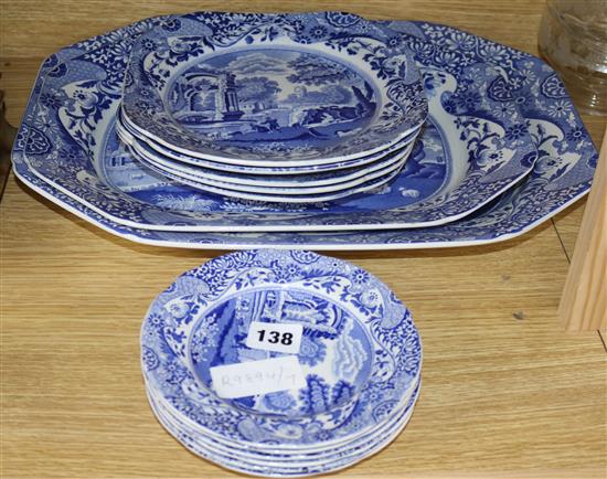 A Spode Italian meat platter, another and a collection of plates